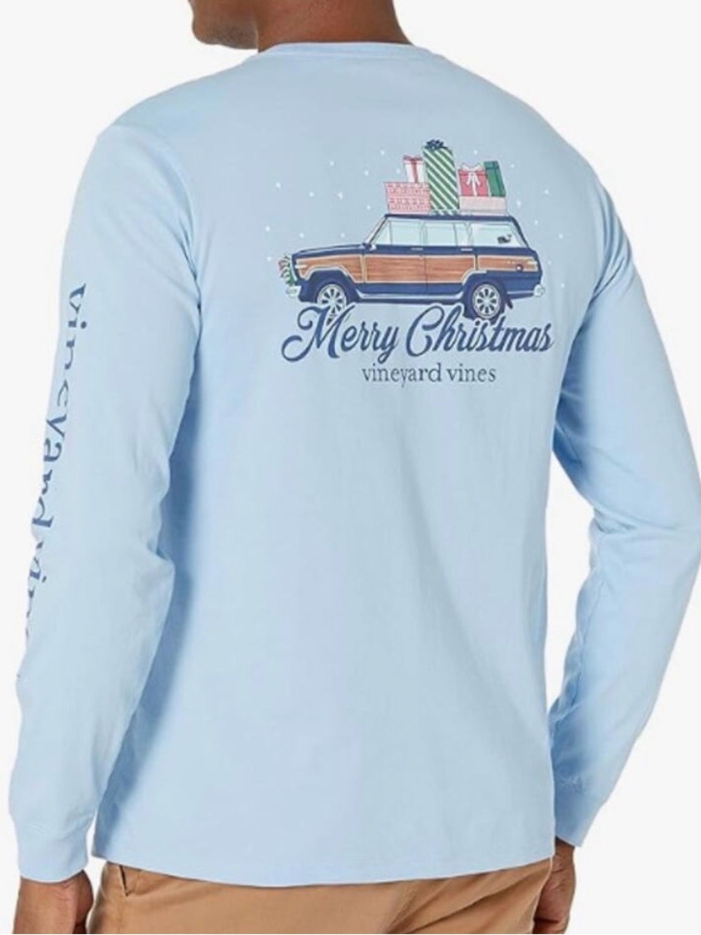Vineyard Vines ‘Merry Christmas’ Station Wagon Men’s Big & Tall LS Pocket Tee
